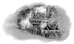 Drawing Of Train By Sean Closson of Coffee:Black Ilustration
